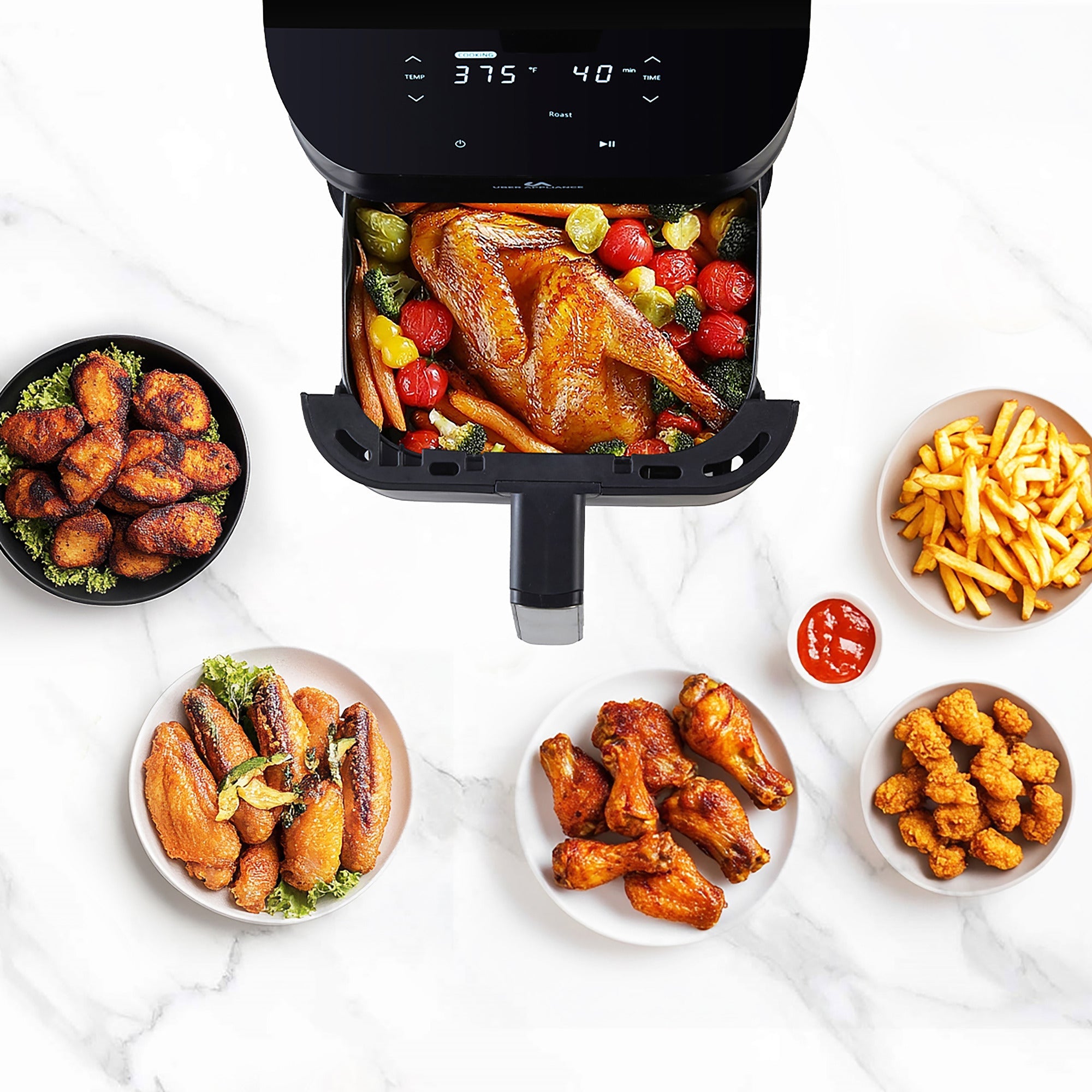 Air Fryer XL Deluxe - 5Qt PFOA/PTFE Free Ceramic Non Stick