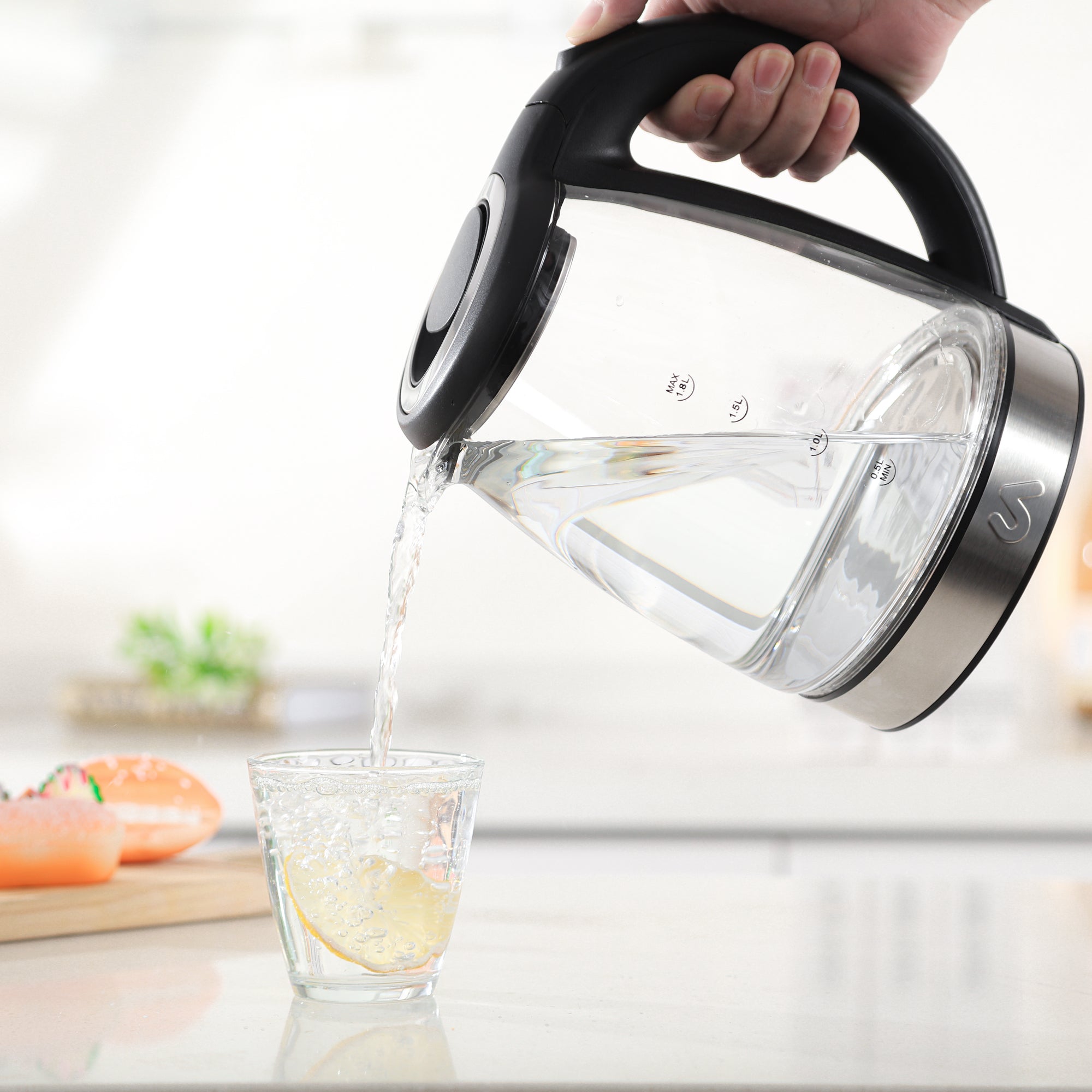 Electric Tea Kettle - 1.8L Glass & Stainless Steel Electric Tea Kettle