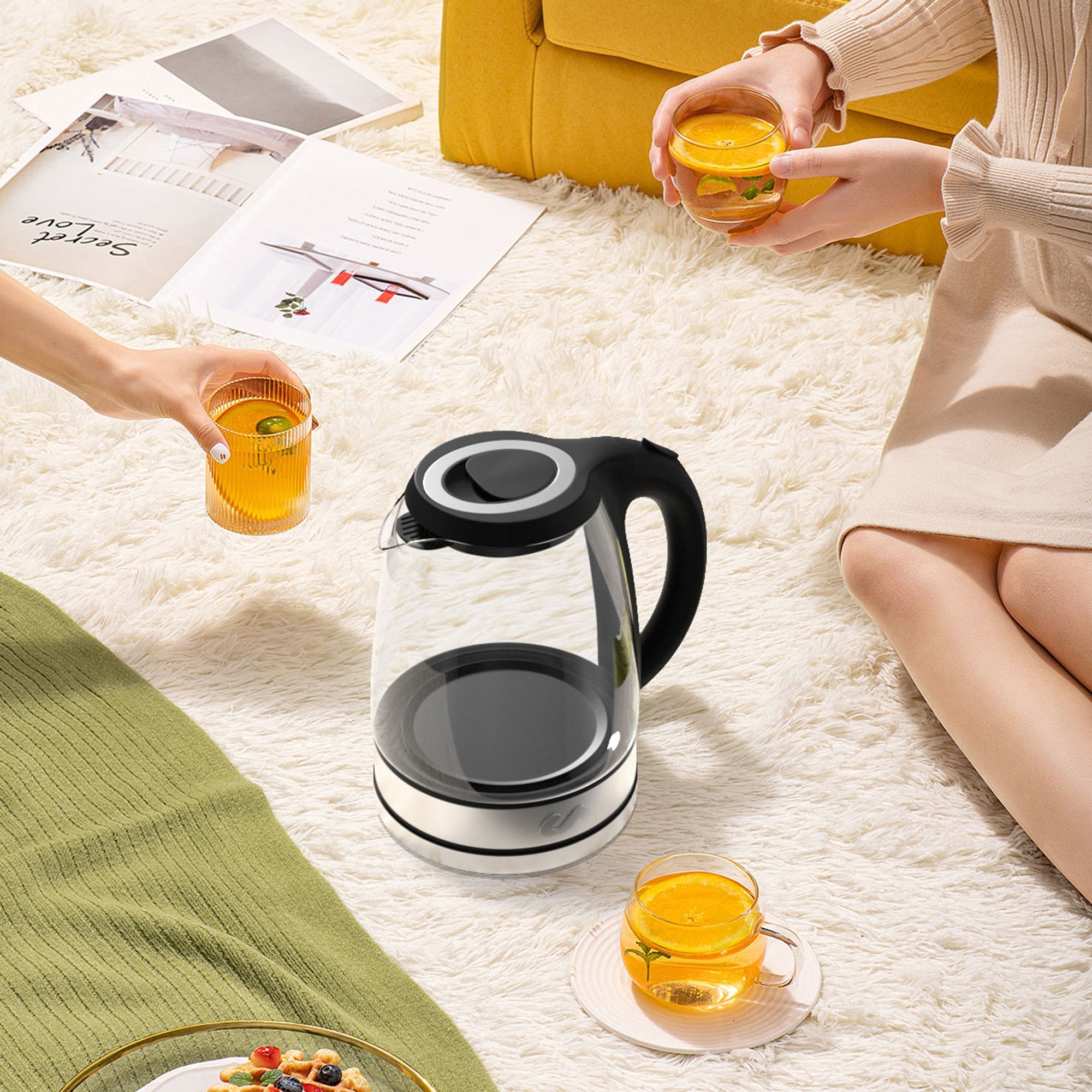 Electric Tea Kettle - 1.8L Glass & Stainless Steel Electric Tea Kettle