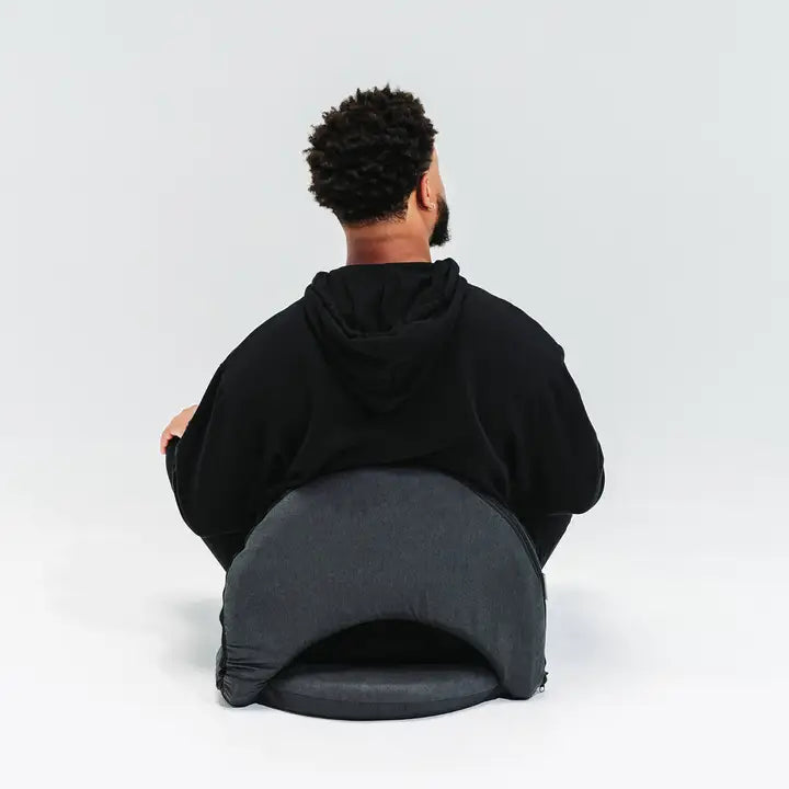 Adjustable meditation chair with 90º adjustable design, folds flat for easy storage, weatherproof base for indoor and outdoor use, supports proper posture for deeper focus and relaxation.