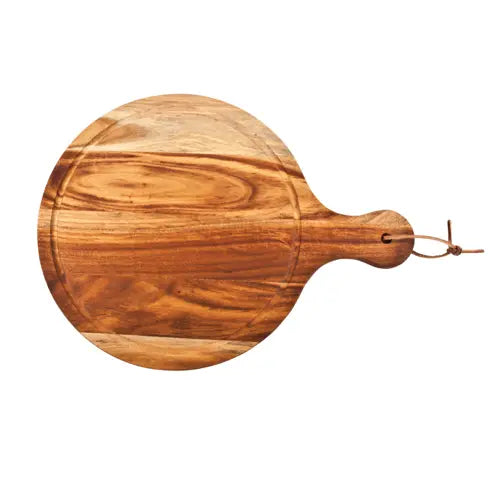 16" Acacia Cheese Board Paddle w/ Faux Leather Hanging Strap