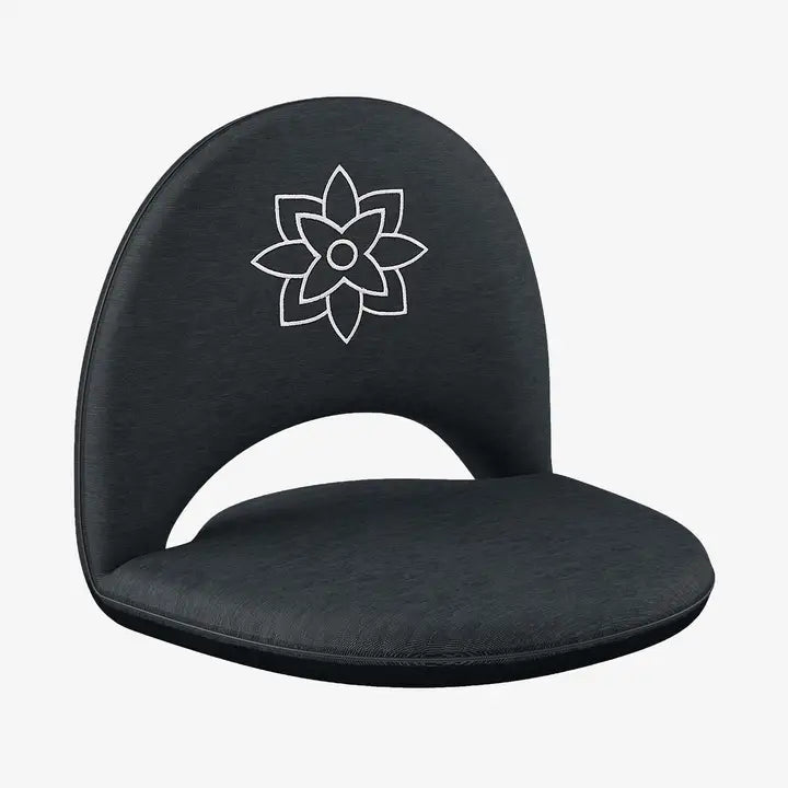Adjustable meditation chair with 90º adjustable design, folds flat for easy storage, weatherproof base for indoor and outdoor use, supports proper posture for deeper focus and relaxation.