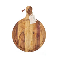 16" Acacia Cheese Board Paddle w/ Faux Leather Hanging Strap
