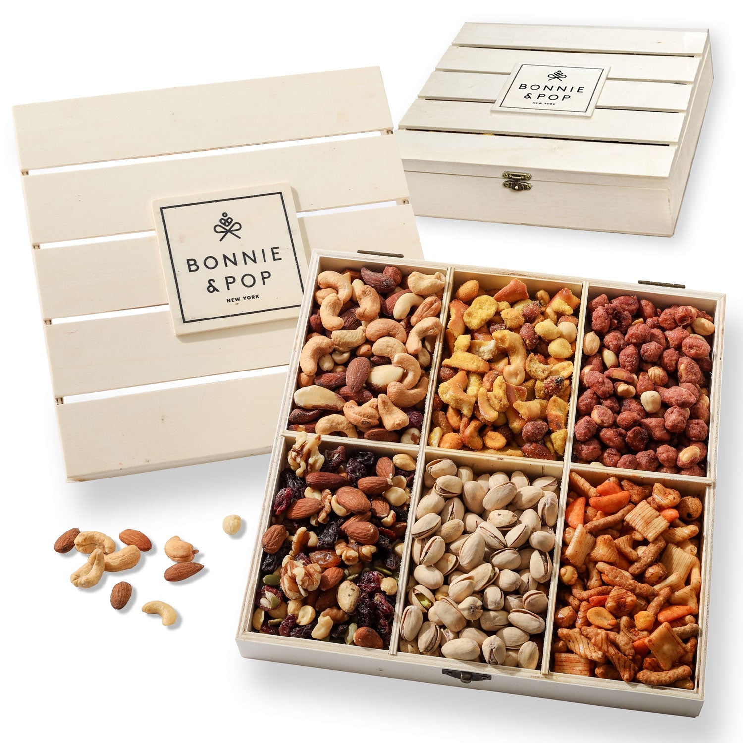 Nut Gift Basket – Gourmet Nut Sampler in Reusable Wooden Crate