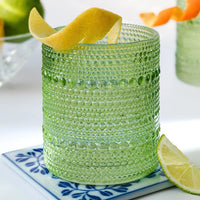 Beaded Green Drinking Glass