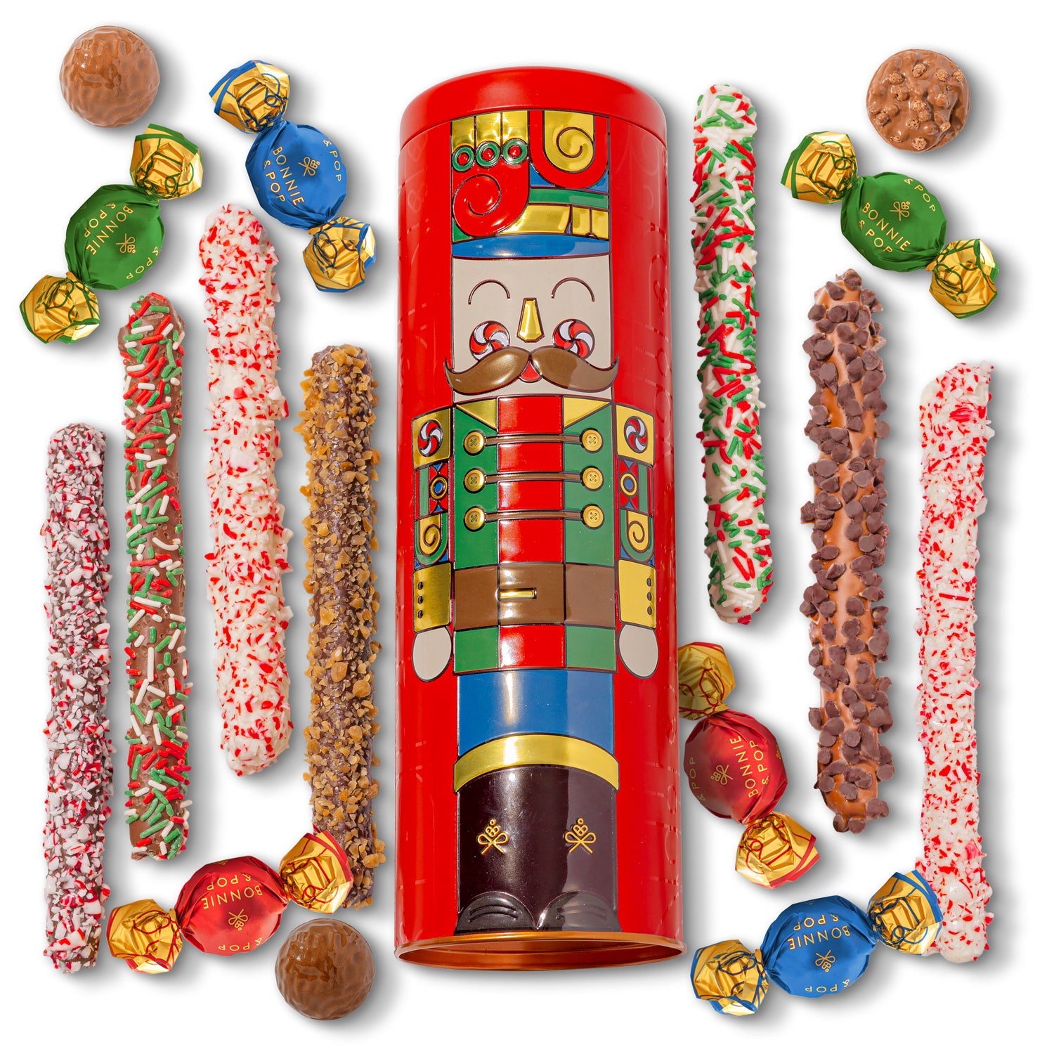 Nutcracker Chocolate-Covered Pretzel Gift Tin – Gourmet Holiday Treats & Christmas Gift Idea