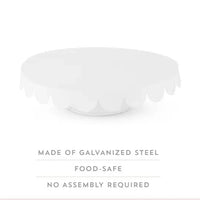 11" Galvanized Metal Cake Stand w/ Scalloped Edges - White