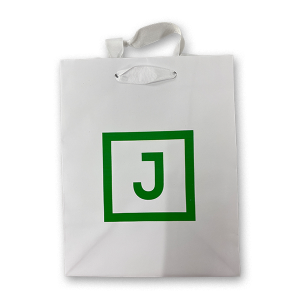 White Gift Bag with Green J Logo