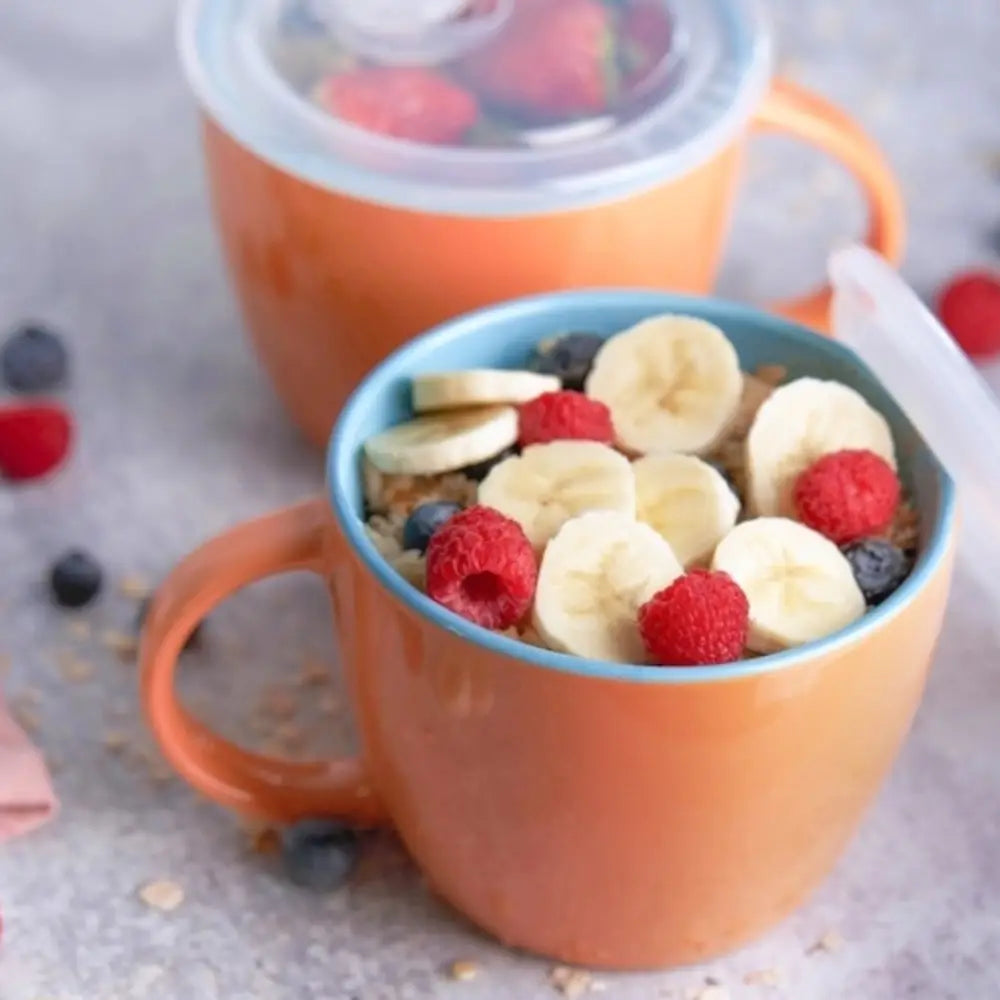 Set of 2 Ceramic Soup Mugs with Lid