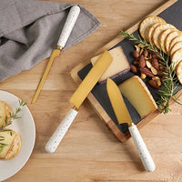 Gold-Plated Star-Patterned Cheese Knives - Set of 3