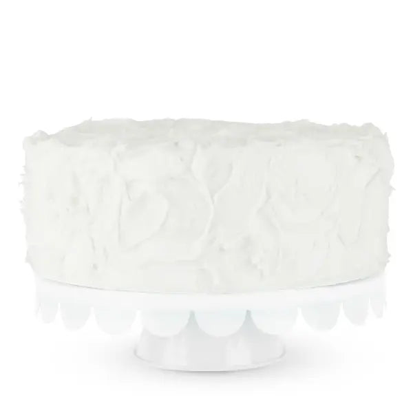 11" Galvanized Metal Cake Stand w/ Scalloped Edges - White