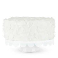11" Galvanized Metal Cake Stand w/ Scalloped Edges - White