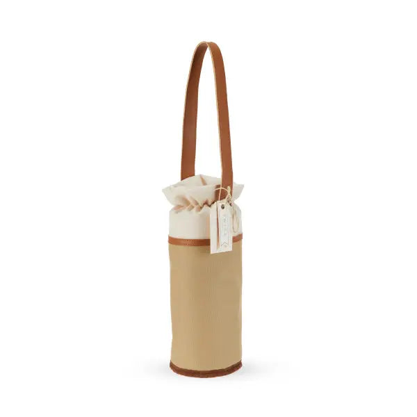 Wine Tote for Single Bottle with Faux Leather Strap