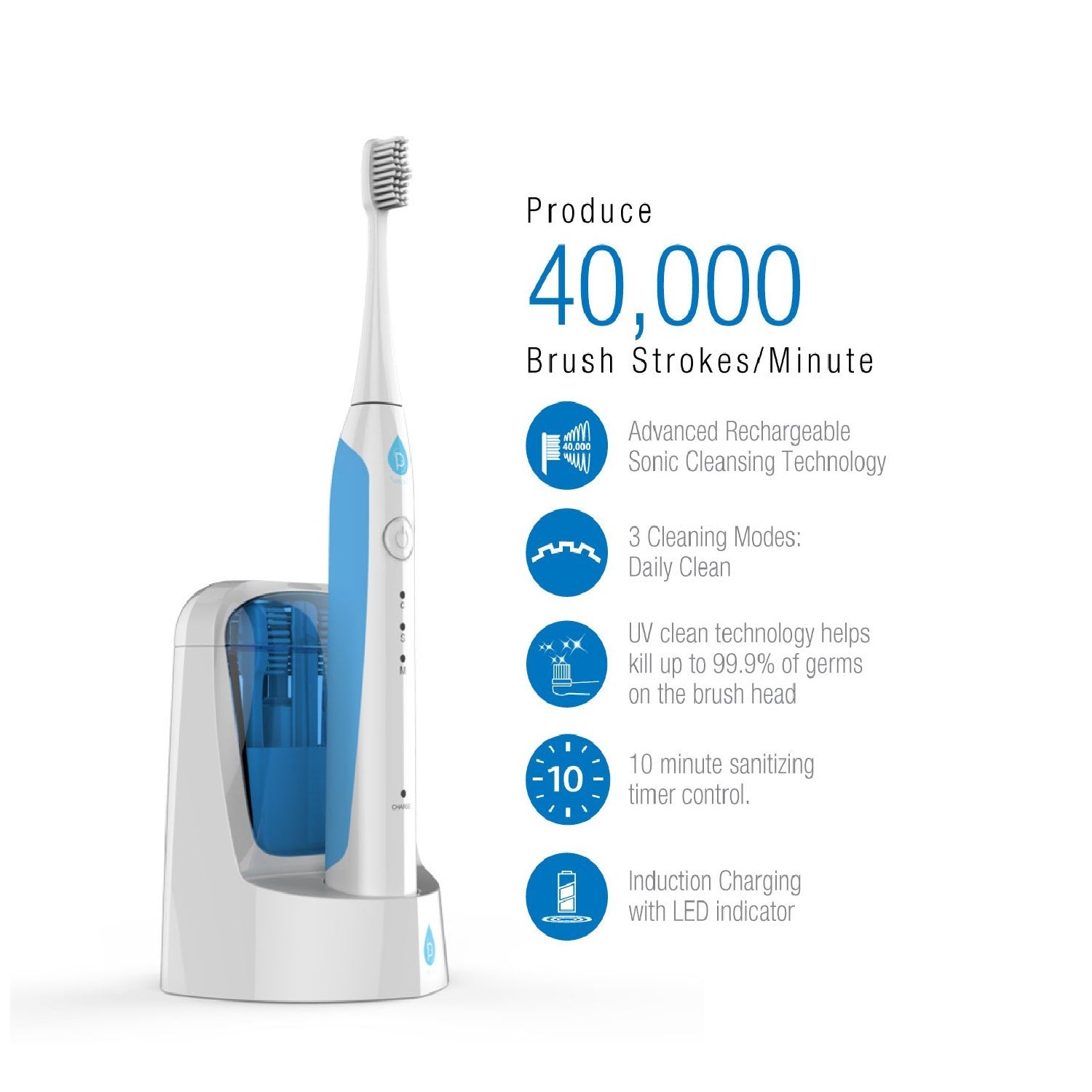 Electric Smart Series Rechargeable Toothbrush with UV Sanitizing Function