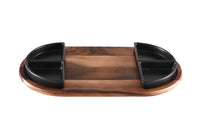 Charcuterie Serving Tray w/ 4 Black Ceramic Dishes