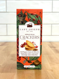 Crafted in Spain with vegan-friendly ingredients like olive oil and a delicate blend of pink pepper and cumin, these artisanal crackers bring elegance to any gift box. Perfectly paired with cheeses, spreads, or enjoyed on their own, they’re a refined treat for any occasion. Weight: 100 g (3.53 oz). Contains wheat, eggs, milk, peanuts, sesame, soy, and tree nuts.