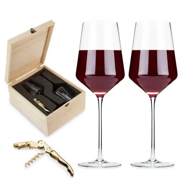Wine Glass Set of 2 & Corkscrew Gift Box