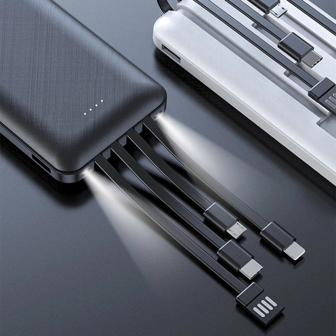 10,000 Mah Powerbank with 3-in-1 Charging Cables