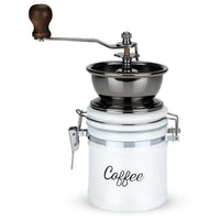 Handheld Vintage Ceramic Coffee Grinder w/ Wood Handle