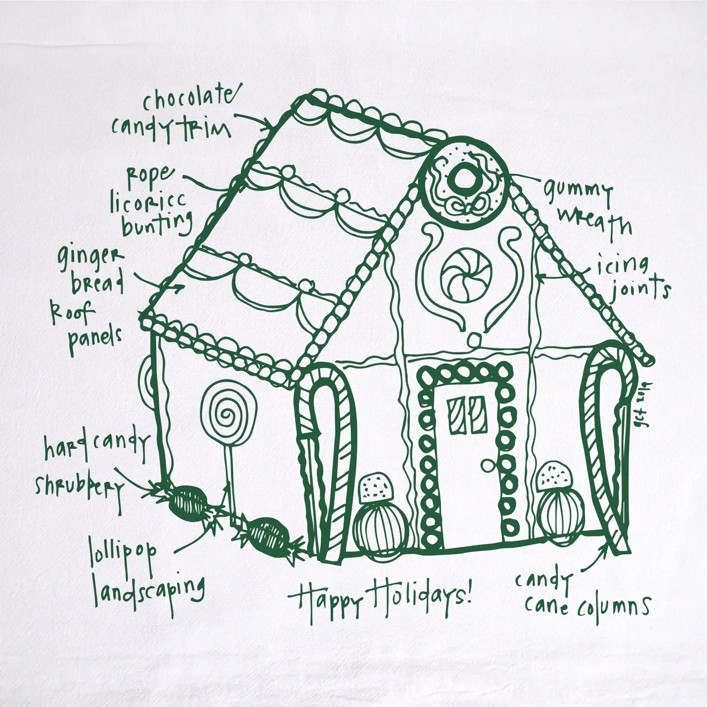 Gingerbread House Tea Towel