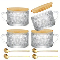 Vintage Hobnail Glass Coffee Mugs Set with Handles