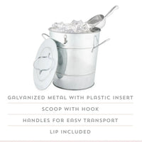 Galvanized Metal Handled Ice Bucket w/ Lid & Ice Scoop