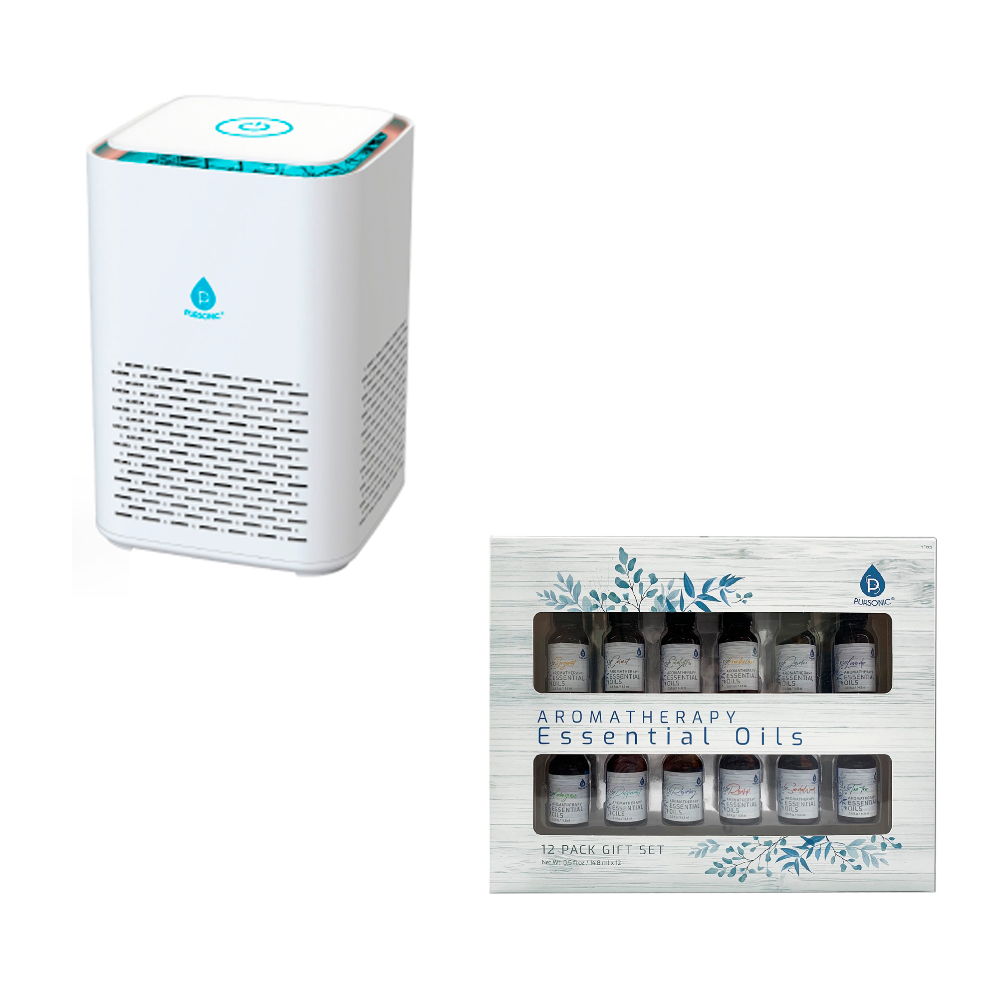 Clean Air & Aromatherapy Bundle – True HEPA Air Purifier with 12 Essential Oils