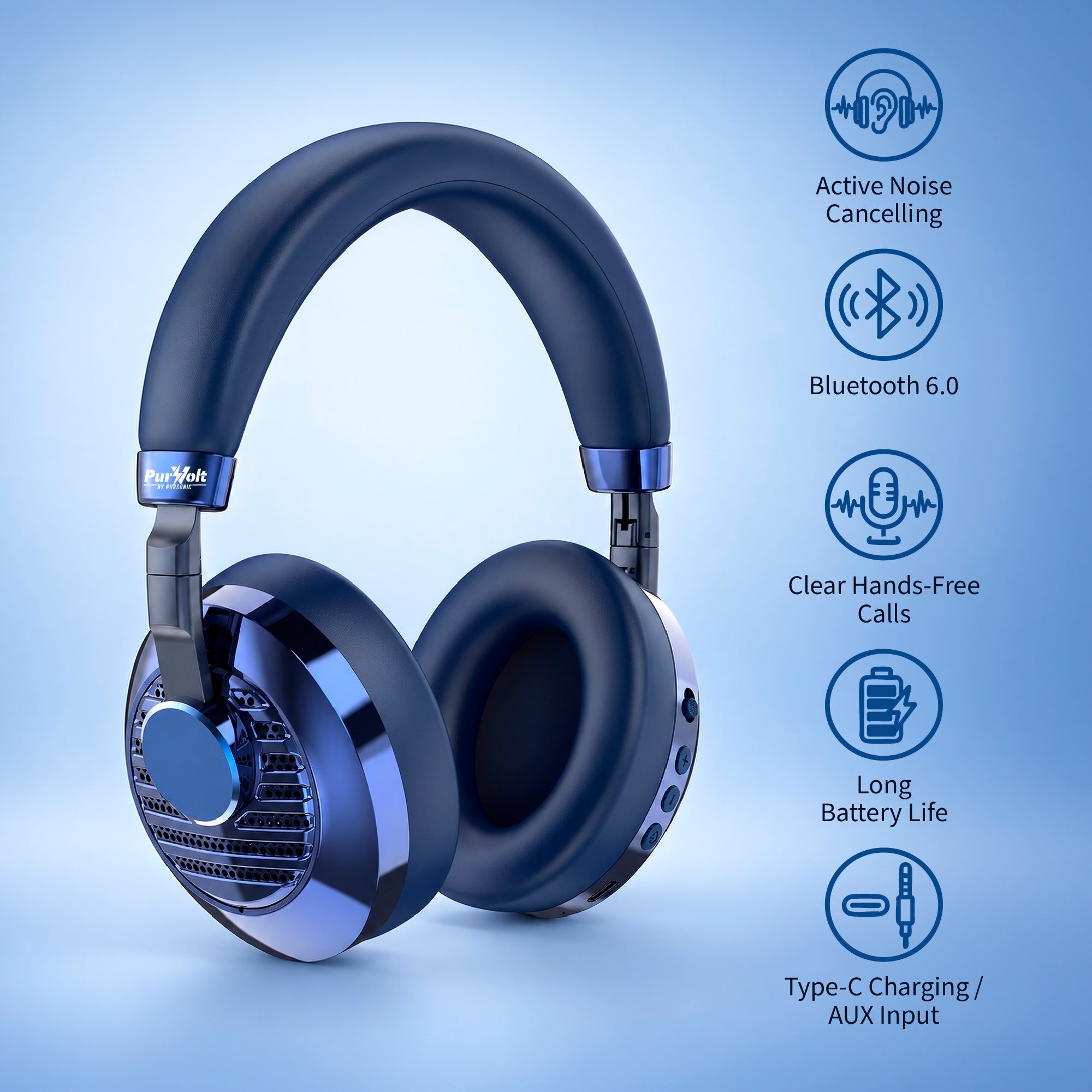 Noise Cancelling Headphones – Bluetooth 6.0 with Up to 37-Hour Battery Life