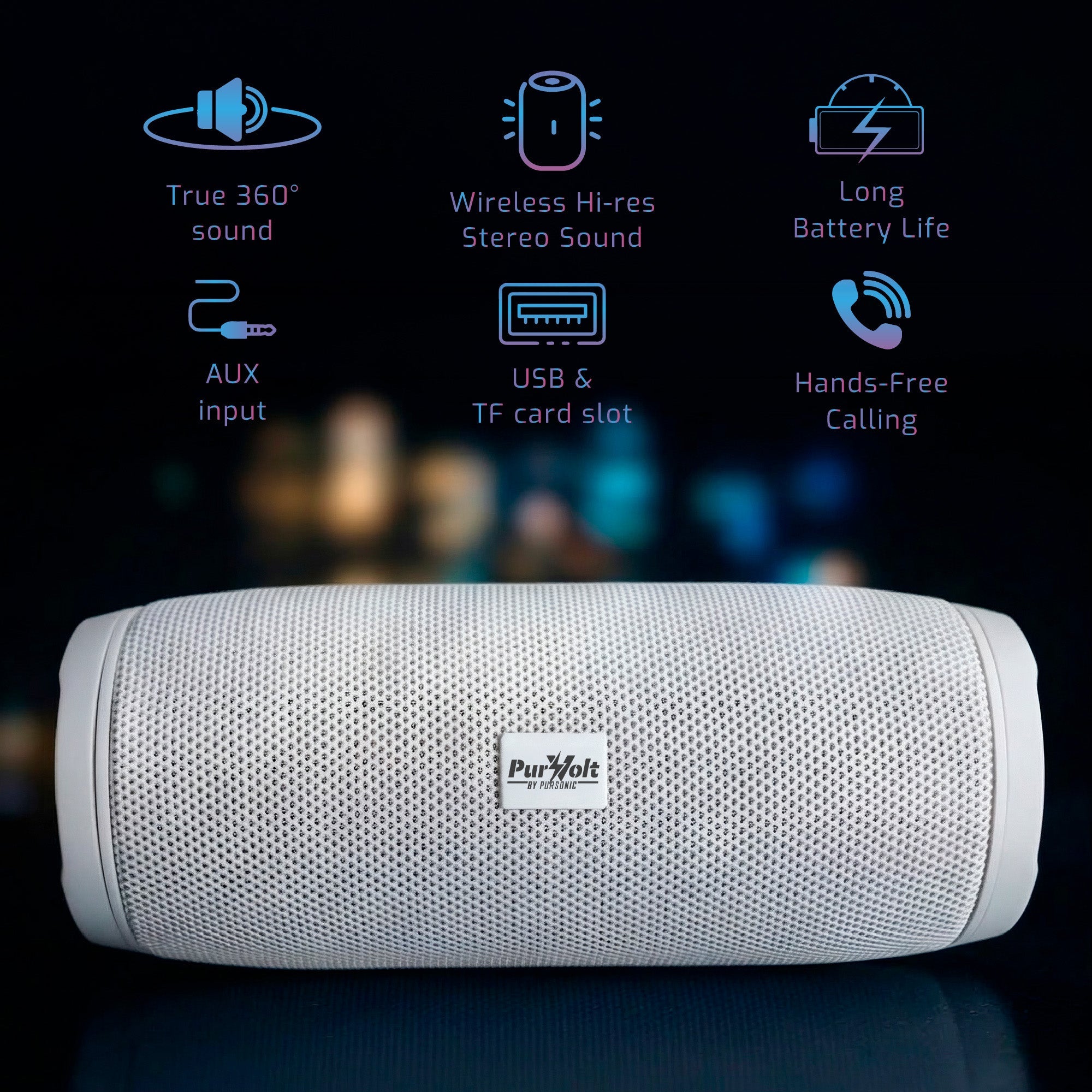 Pursonic Peak Wireless Speaker & Pursonic Waterproof Wireless Speaker Bundle – 360° Hi-Res Sound Anywhere, Anytime