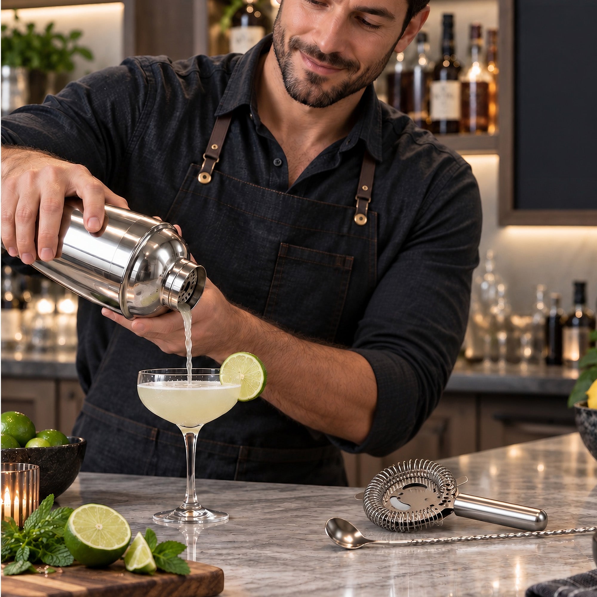 All-in-One Cocktail Kit – 10-Piece Bartender Set with Wooden Stand