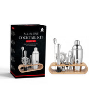 All-in-One Cocktail Kit – 10-Piece Bartender Set with Wooden Stand