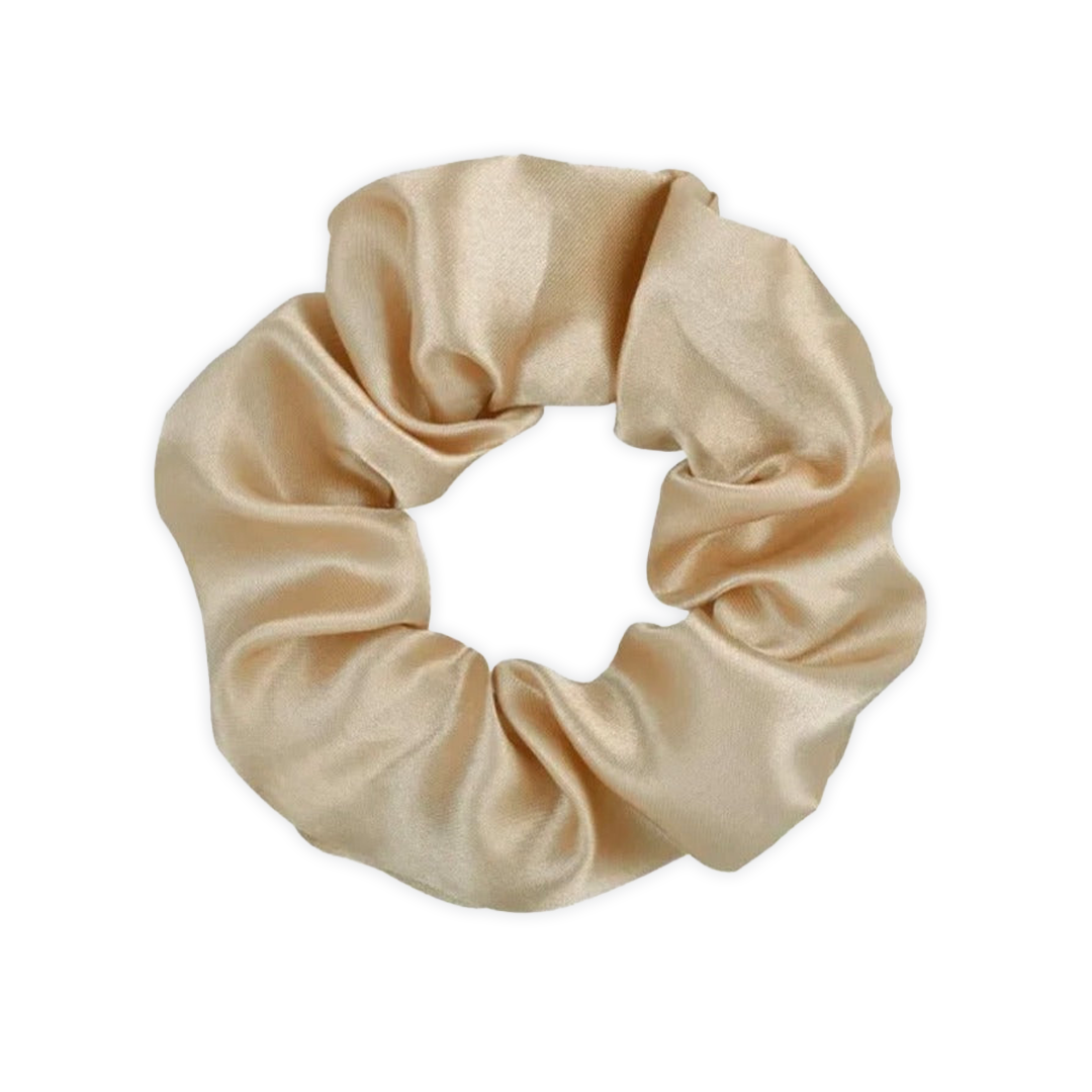 Beige Satin Scrunchie
