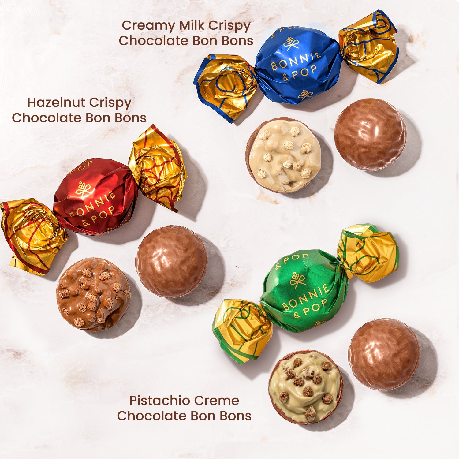 Christmas Chocolate Bon Bons Gift Tin – Hazelnut, Milk & Pistachio