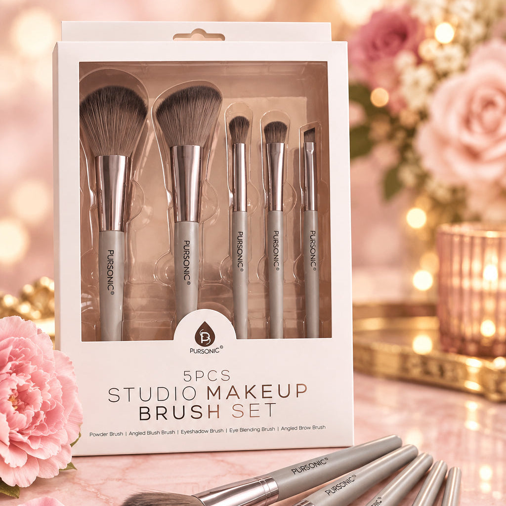 5 Pcs Studio Makeup Brush Set (Rose Gold)