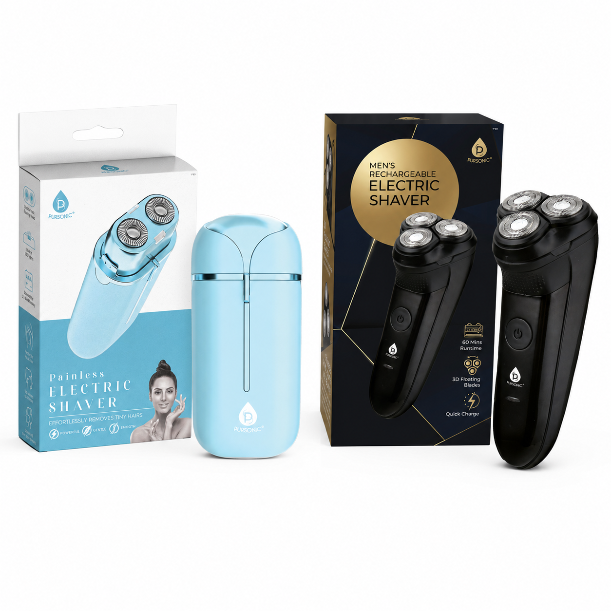 His & Her Shavers – Men’s Rechargeable Electric Shaver & Women’s Painless Facial Shaver