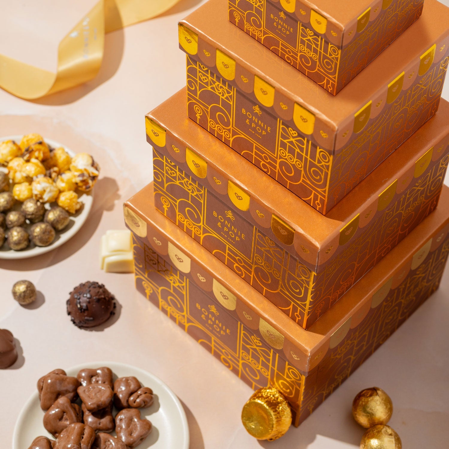 Chocolate Gift Tower – Gourmet Holiday Tower with Belgian Truffles, Caramels & Festive Treats