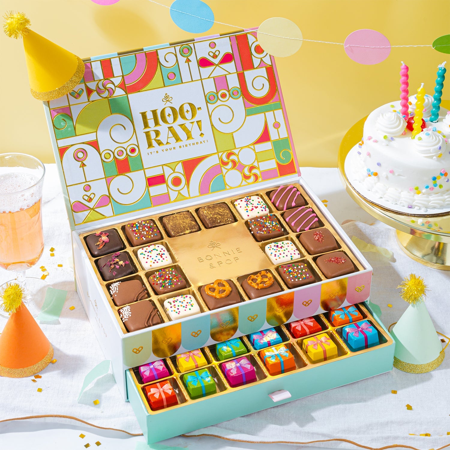 Birthday Chocolate Gift Basket – Gourmet Chocolate Birthday Gift Box with Assorted Truffles, Caramels & Pretzels
