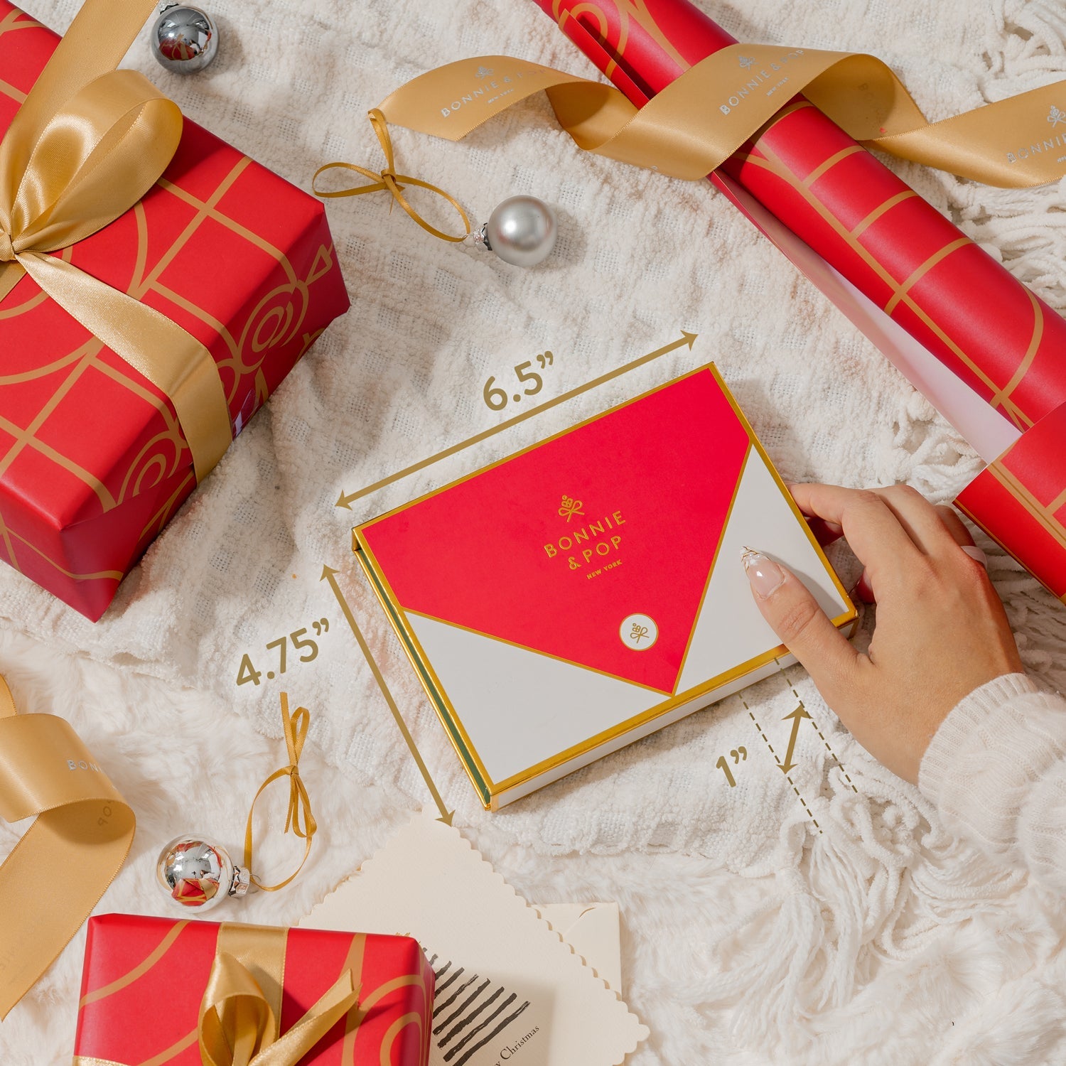 Merry Christmas Holiday Greetings Card with Foiled Chocolate Gift Boxes