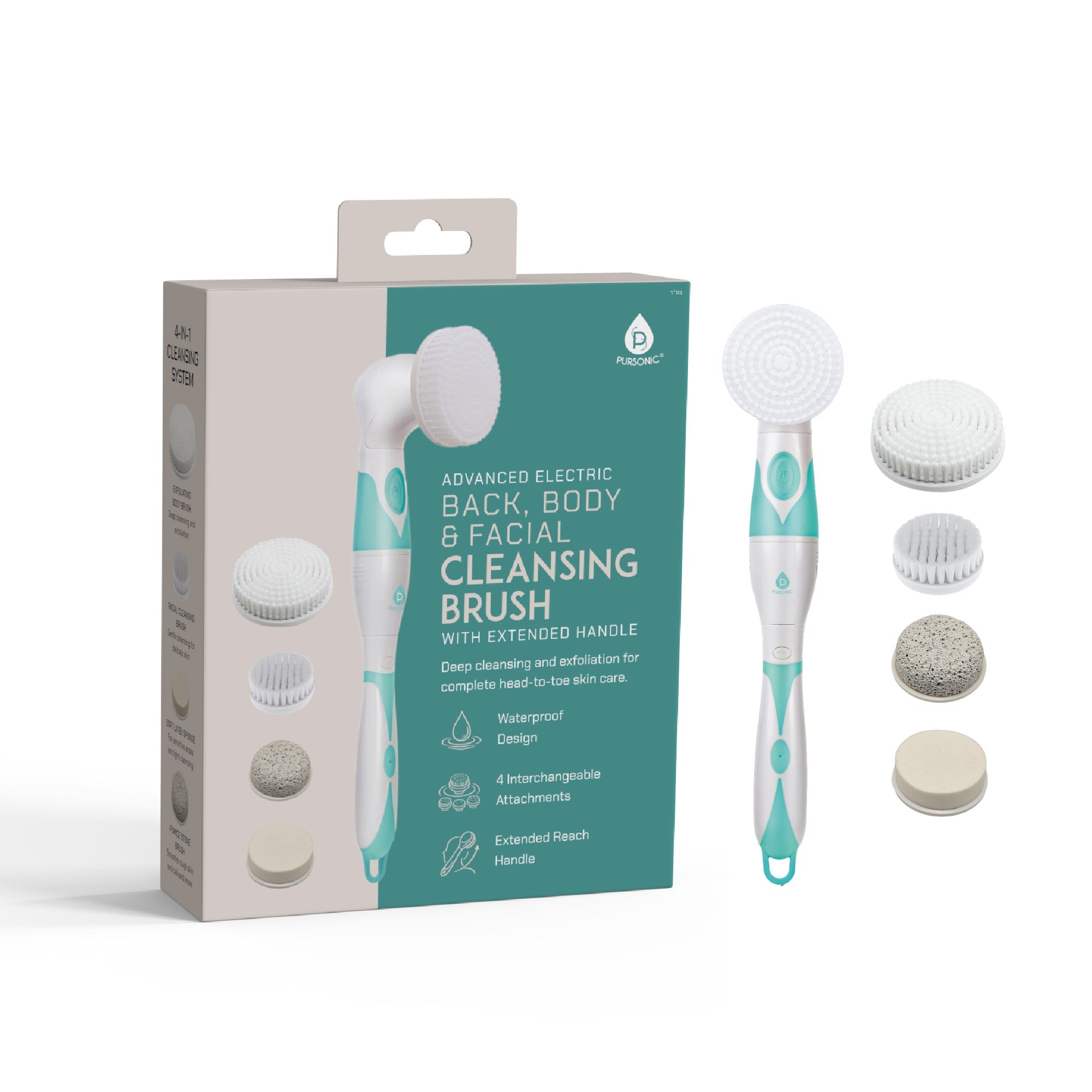 Advanced Facial & Body Cleansing Brush With Extended Handle