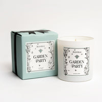 Scentille 'Garden Party' candle and packaging on a white background