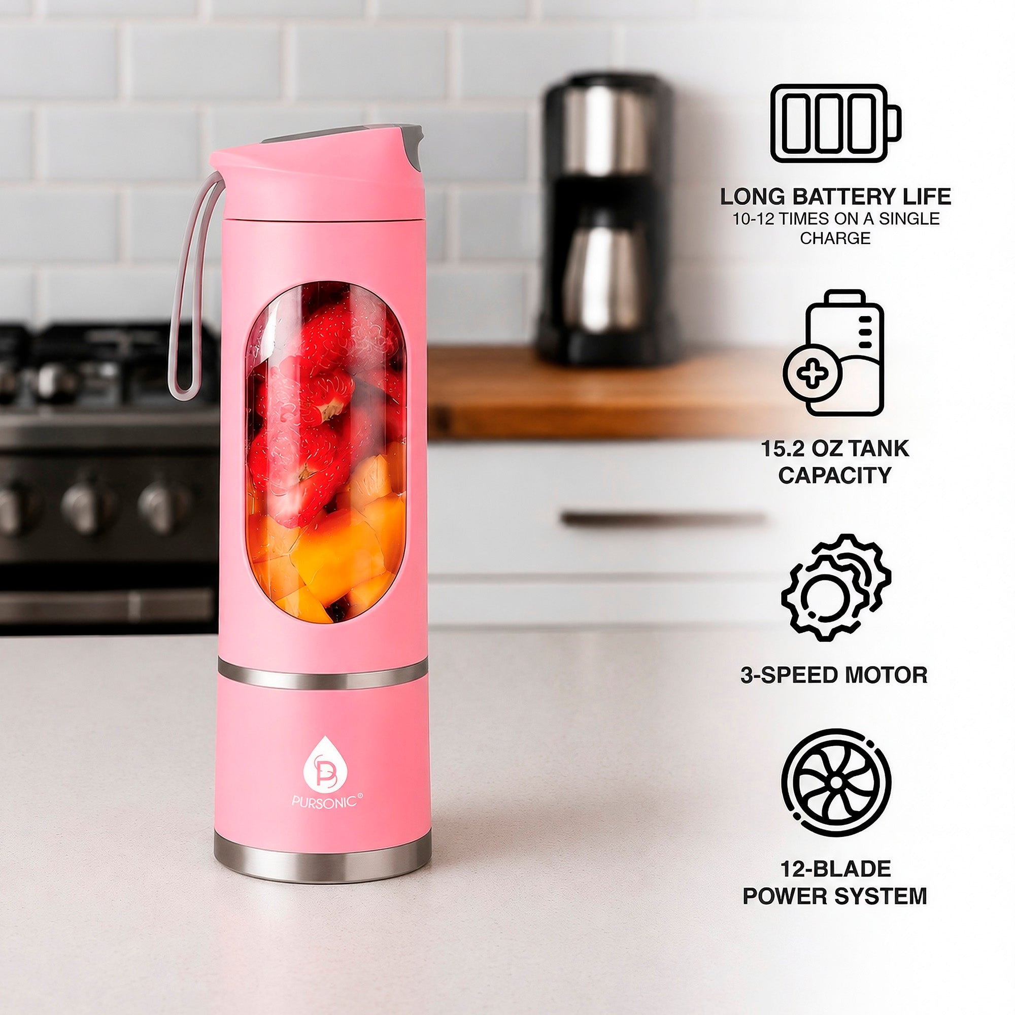 USB Portable Juicer & Blender Cup – On-the-Go 12-Blade Smoothie Maker with 3-Speed Motor & USB-C Fast Charging