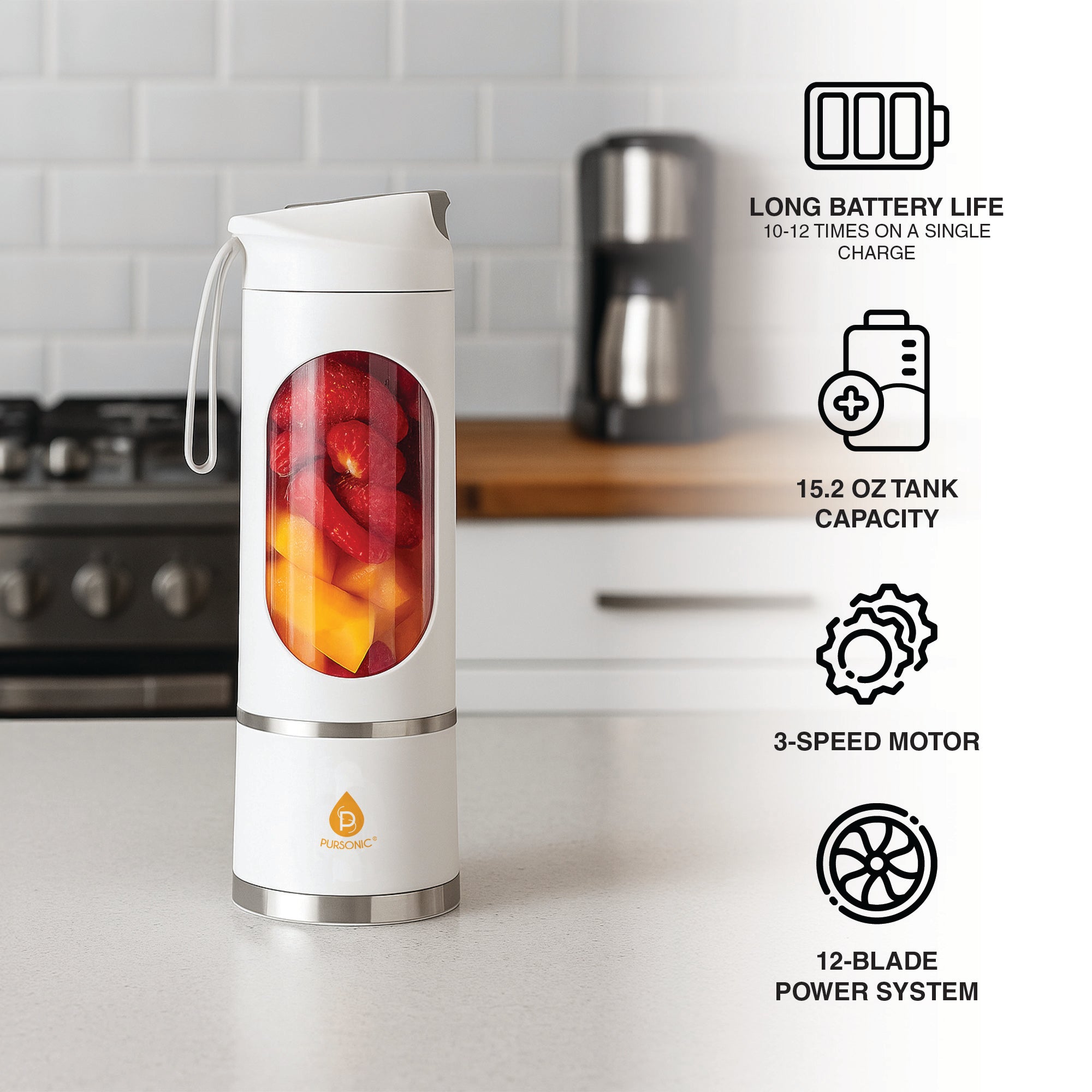 USB Portable Juicer & Blender Cup – On-the-Go 12-Blade Smoothie Maker with 3-Speed Motor & USB-C Fast Charging