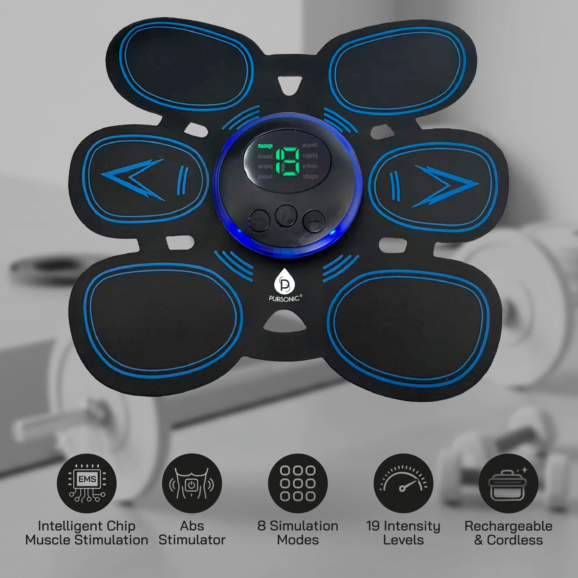 Pursonic Rechargeable Abdominal Muscle Toner & Massager