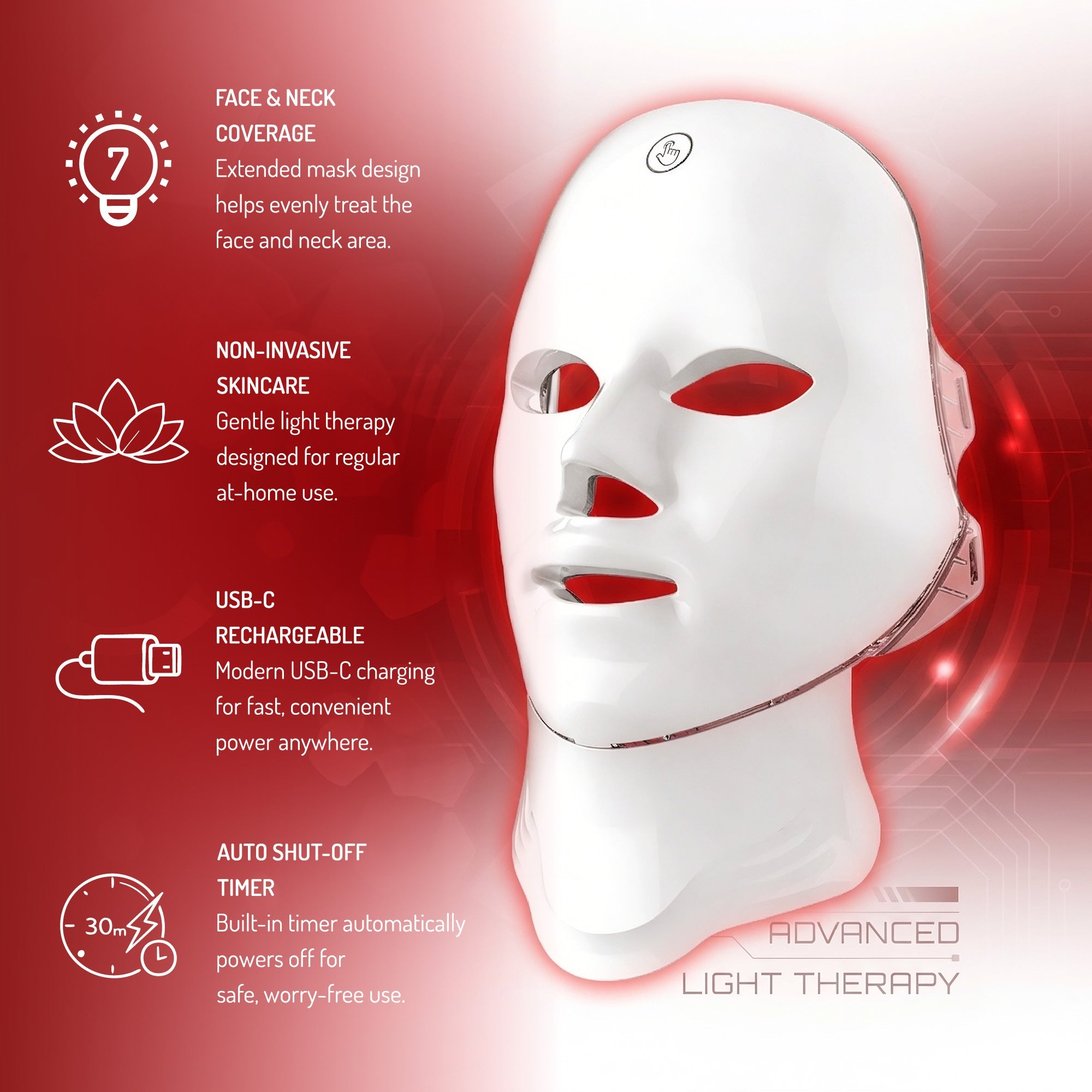 7-in-1 Led Light Therapy Mask for Face & Neck