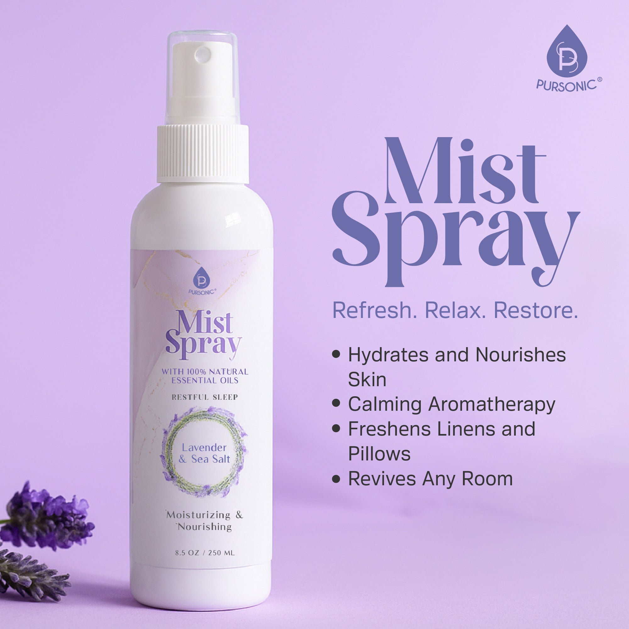 Mist Spray with Essential Oils – Lavender & Sea Salt Aromatherapy