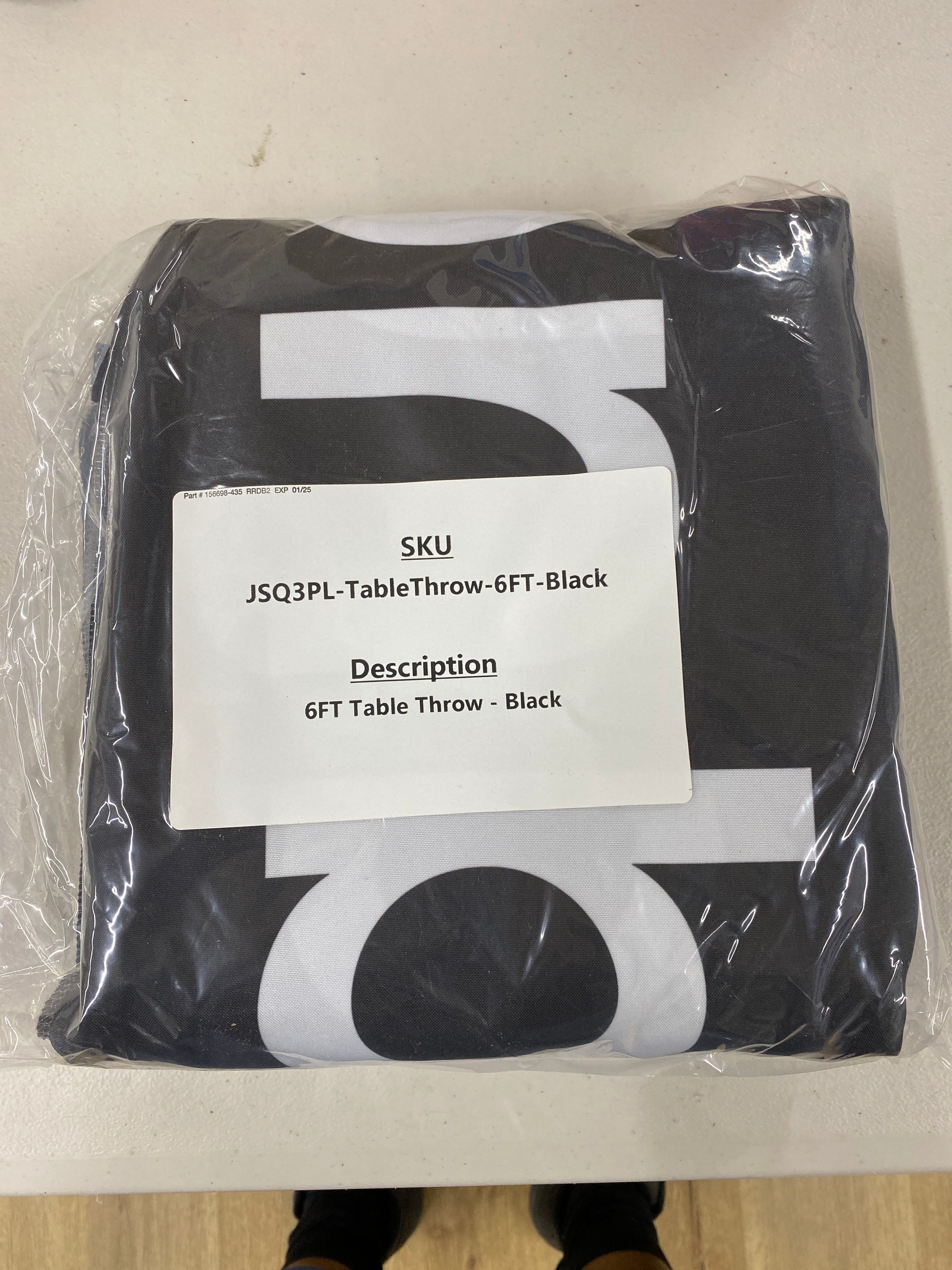 6ft Table Throw - Black
