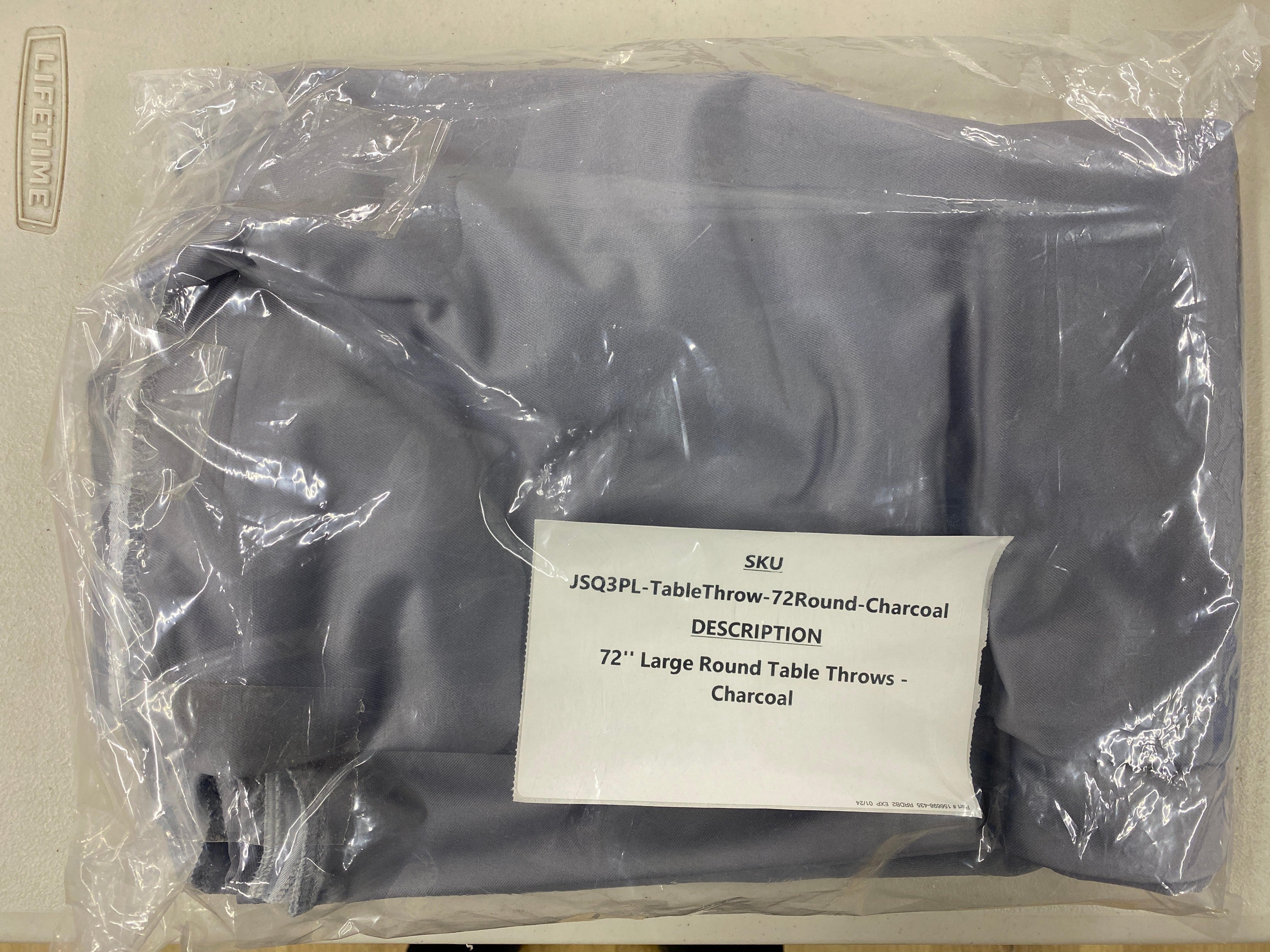 72” Round Table Throw Charcoal