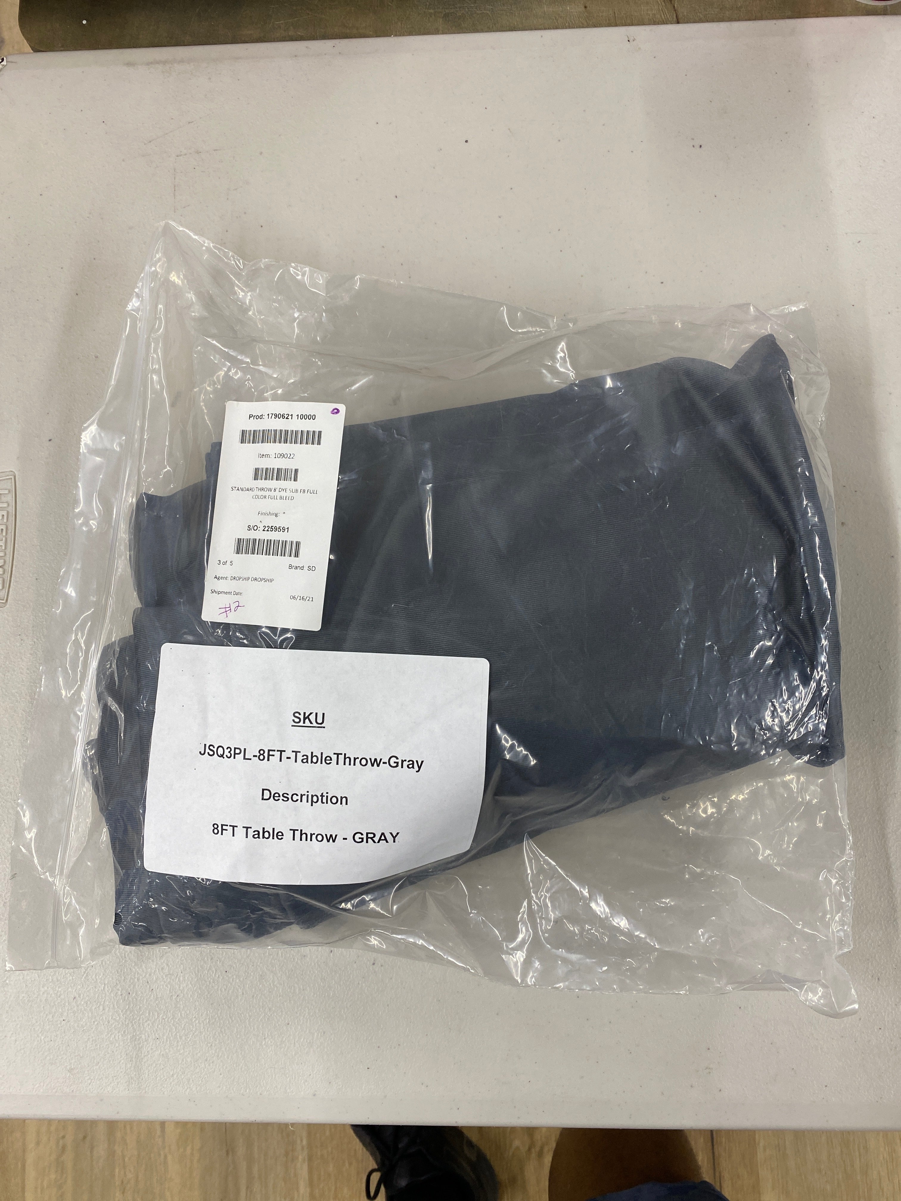 8ft Table Throw - Gray