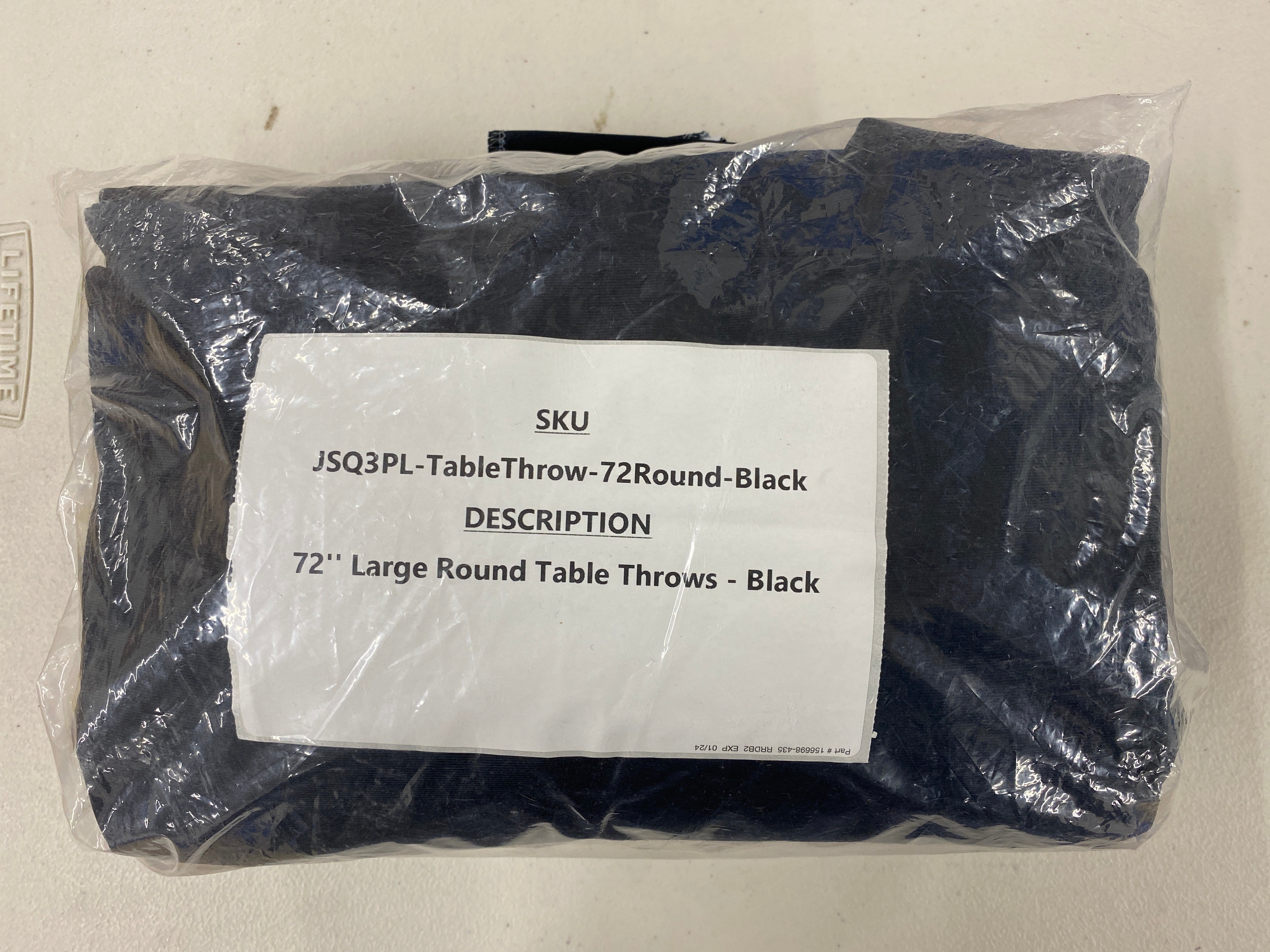 72” Round Table Throw Black