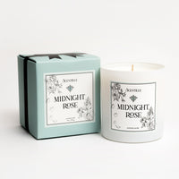 Scentille Midnight Rose candle and packaging on a white background